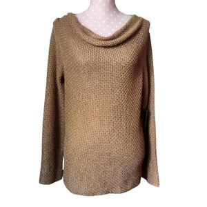 JONES NEW YORK Signature Venice Gold Dust Sweater XL Metallic Cowl Neck Top NWT